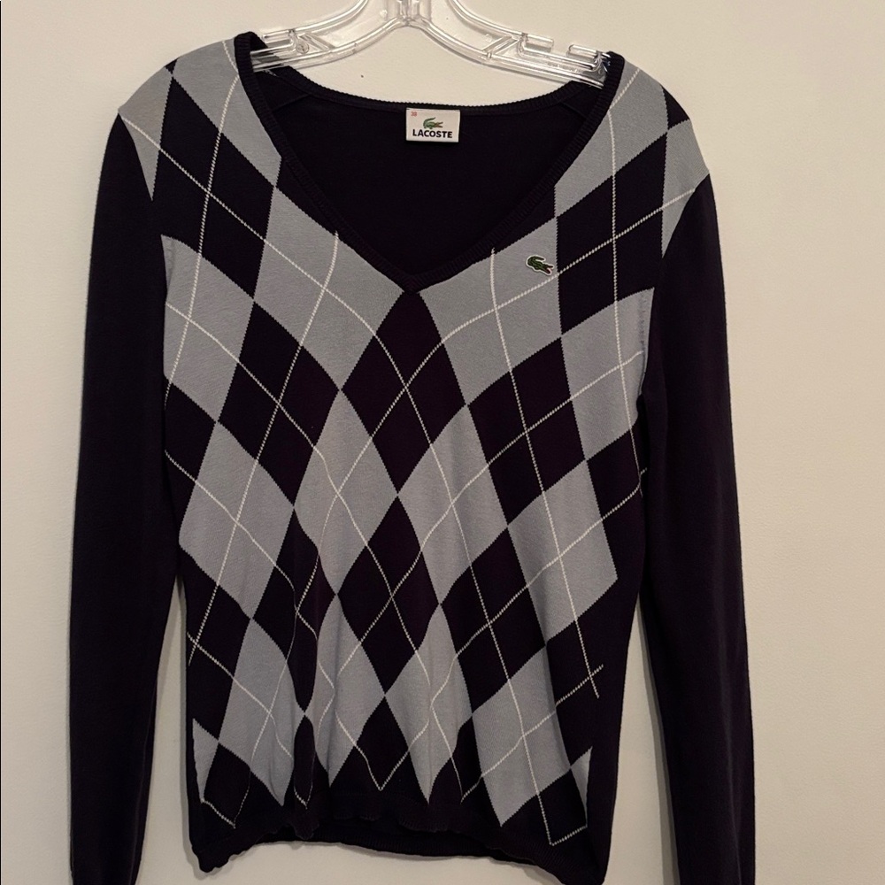 Lacoste Navy and Light blueArgyle V-Neck Sweater